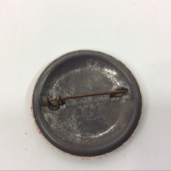 Vintage Button Pin Library Aide Pink White - Picture 2 of 3